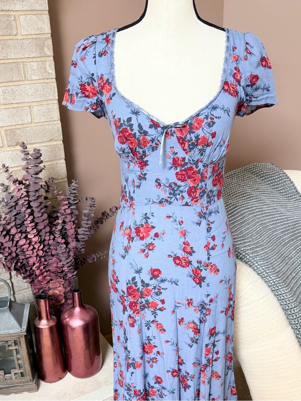 REFORMATION Afton Midi Dress - Martine Blue Floral